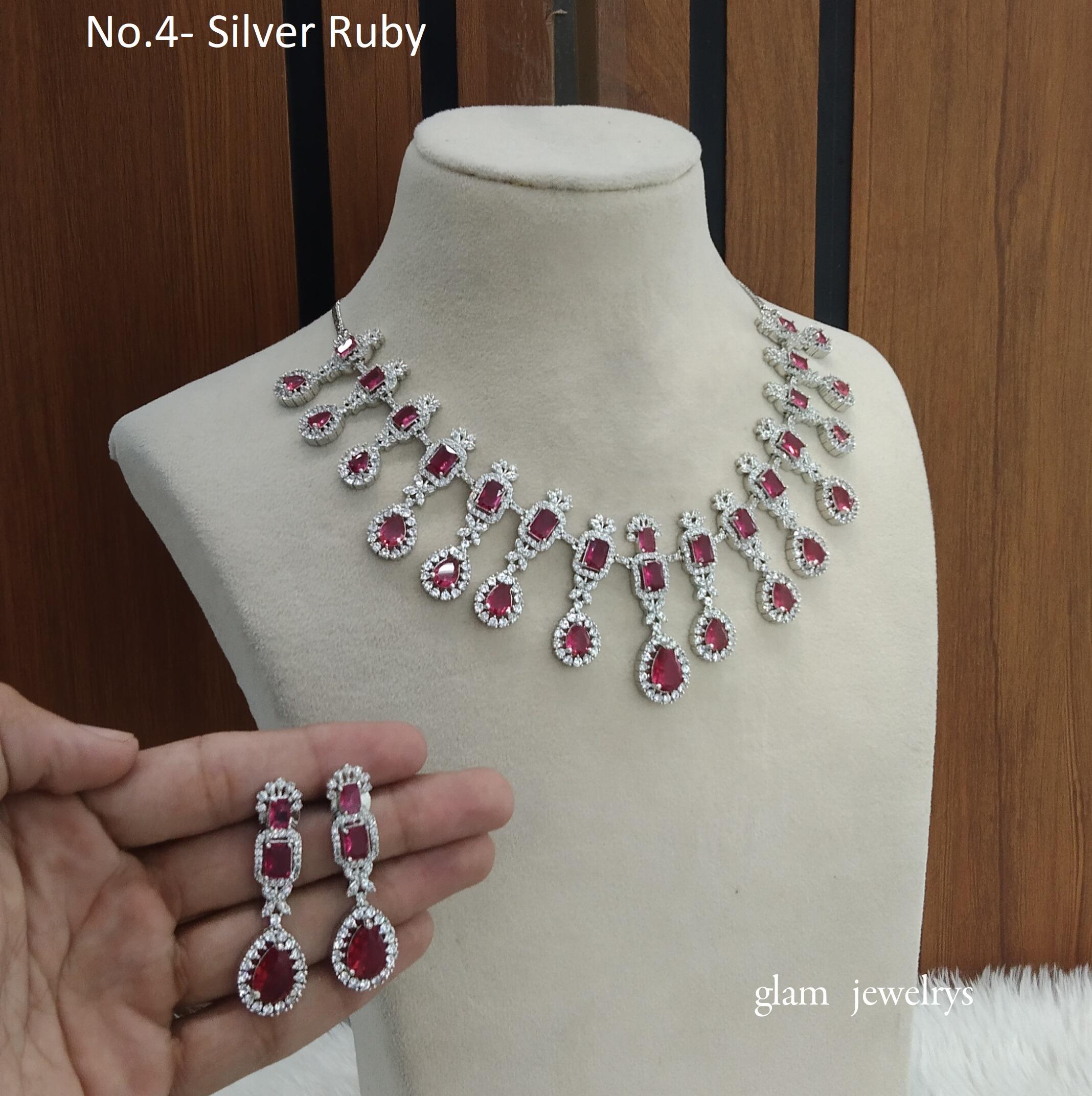 Handmade Cubic Zirconia Bridal Necklace Earrings Set, Rose Gold