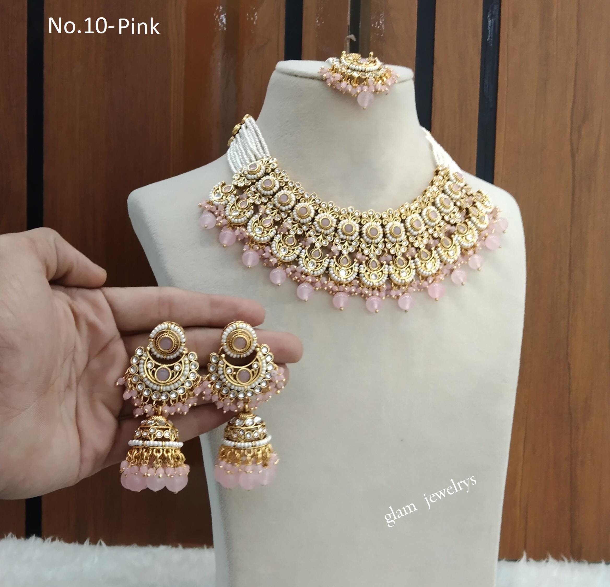アクセサリー Indian Jewelry Crystal Stone Bollywood Necklace Set: Indian Jewelry With Tikka