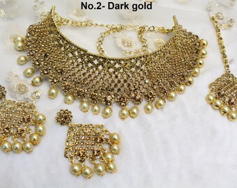 Indian Bollywood Wedding Choker Set Collana Gioielli di moda placcati