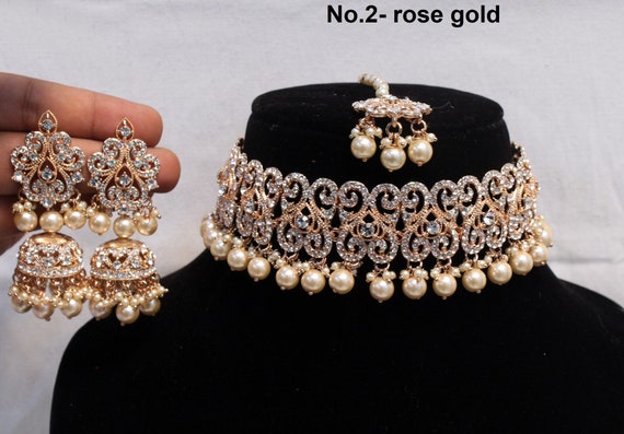 Choker Set Rose Gold Necklace Set 
