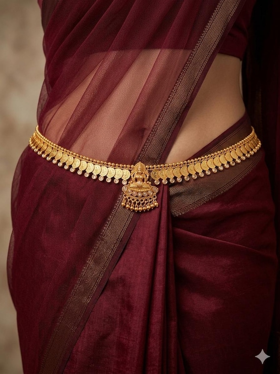 Gold Plated Polki Waist Chain, Indian Belly Dance Jewelry  display picture 1