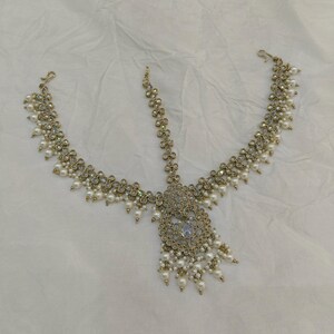 Bandeau maatha Patti en or antique : chaîne de cheveux indienne Tikka image 13
