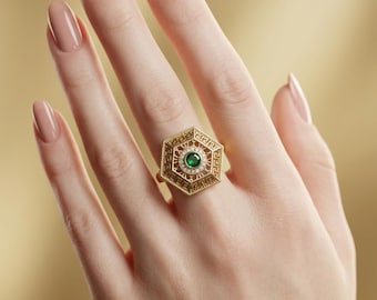 Adjustable Gold Plated Indian Ring, Big Round Bridal Jewelry - Etsy