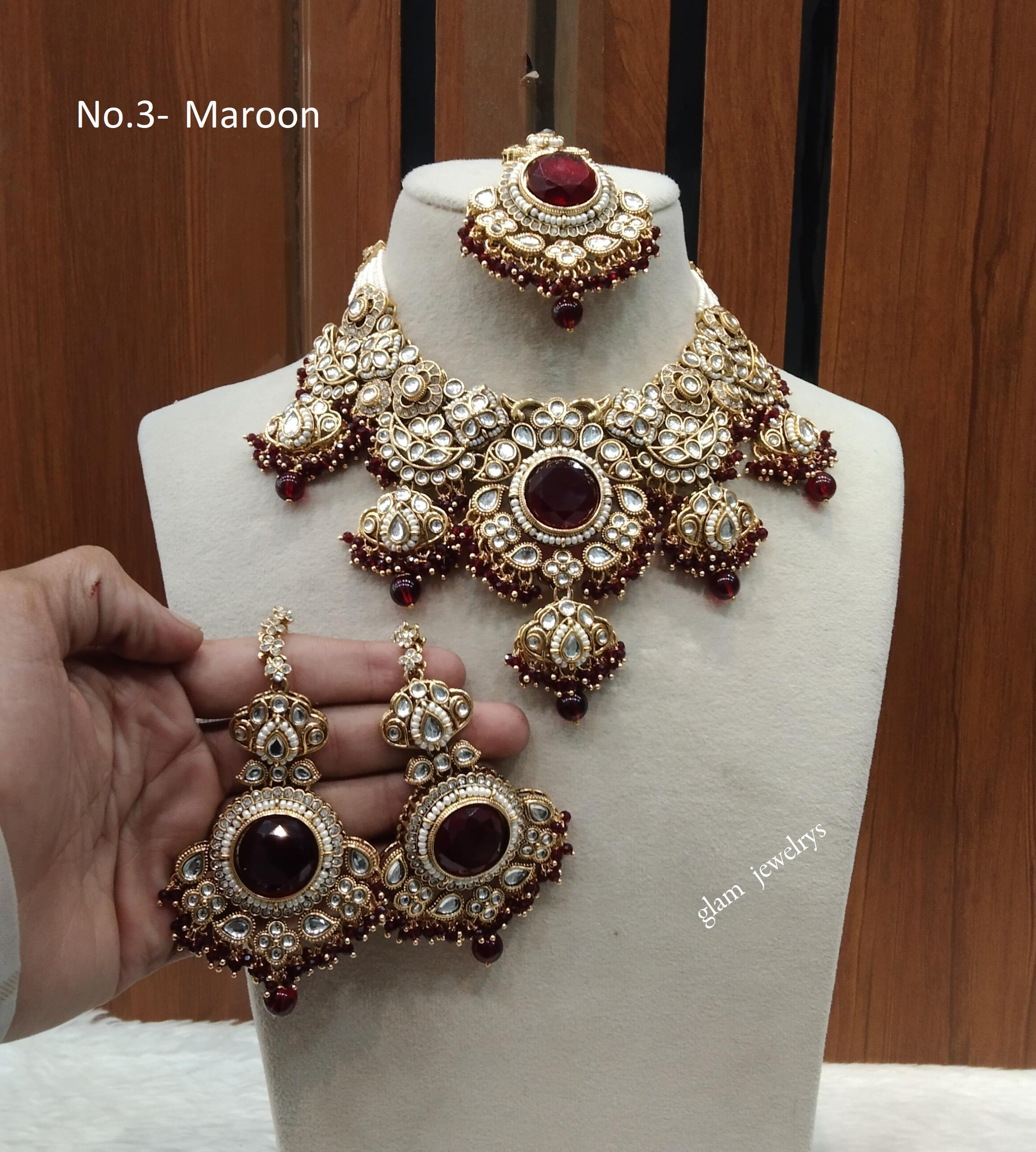 Gold Plated Kundan Necklace Set, Indian Bridal Skyler Jewelry - Etsy