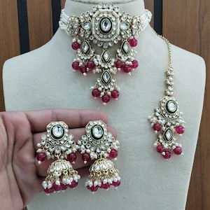 Bijoux indiens, parure ras de cou kundan, parure de collier/jaune bollywoodien, parure ras de cou firoji kundan doms