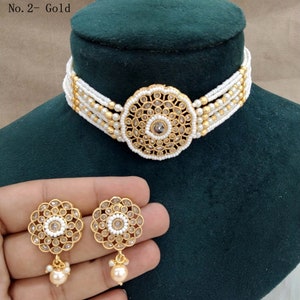 Indian jewelry Choker Set Necklace/dark gold plated ruby, pink choker Jewellery set /Surrey Indian choker set/Indian choker set