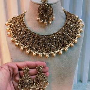 Indian Jewelry Jewellery/ Semi Bridal Gold Bollywood Bride Jewelry Necklace Set/Rose Gold necklace darwin ventura Set/ bridal necklace set