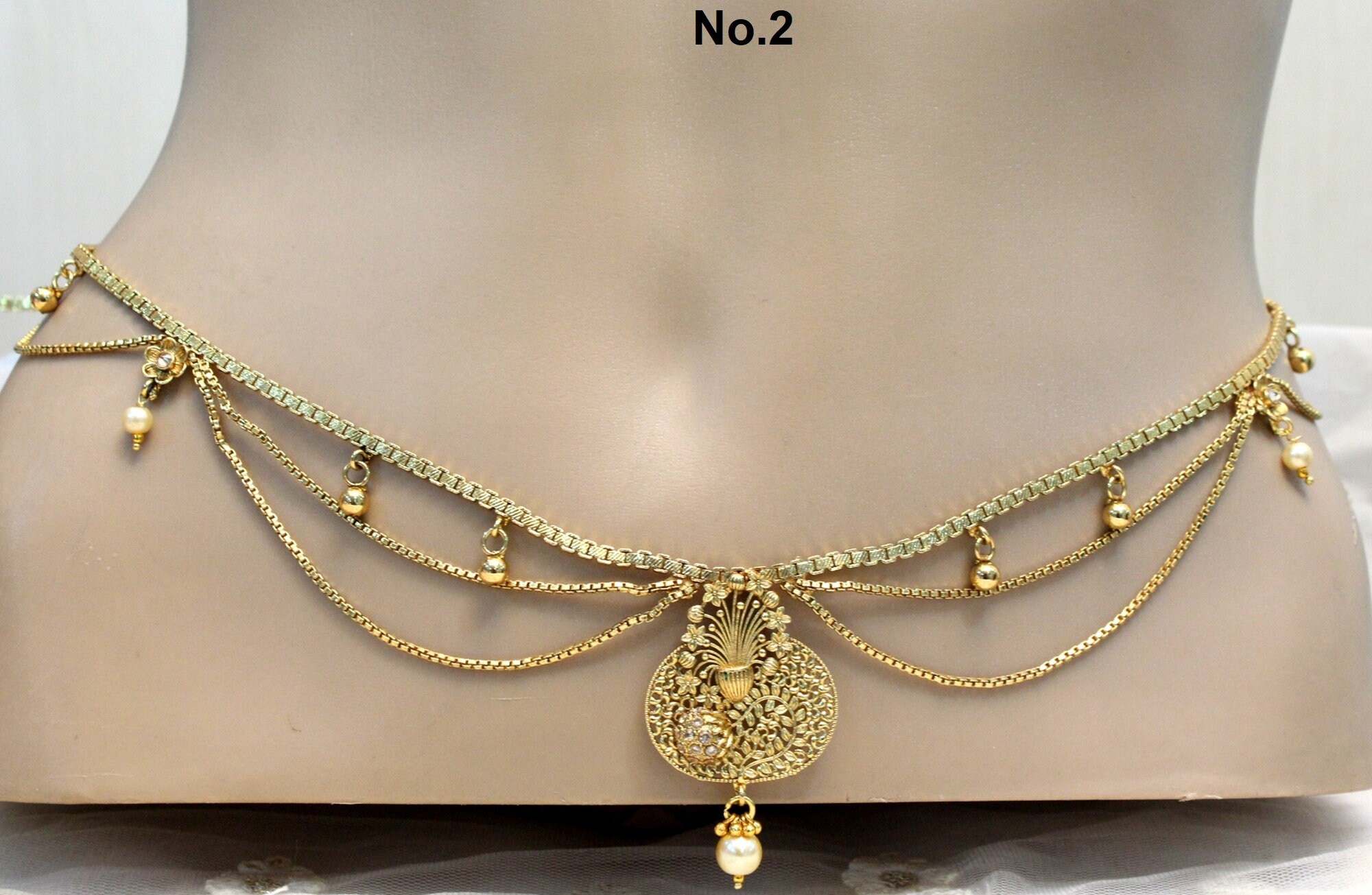 Waist Chain Gold Belt Sari Saree Belly Chain Jewelry Indian Kamarbandh  Kamarband Belt/wedding Belt Chain Shina Jewellery 