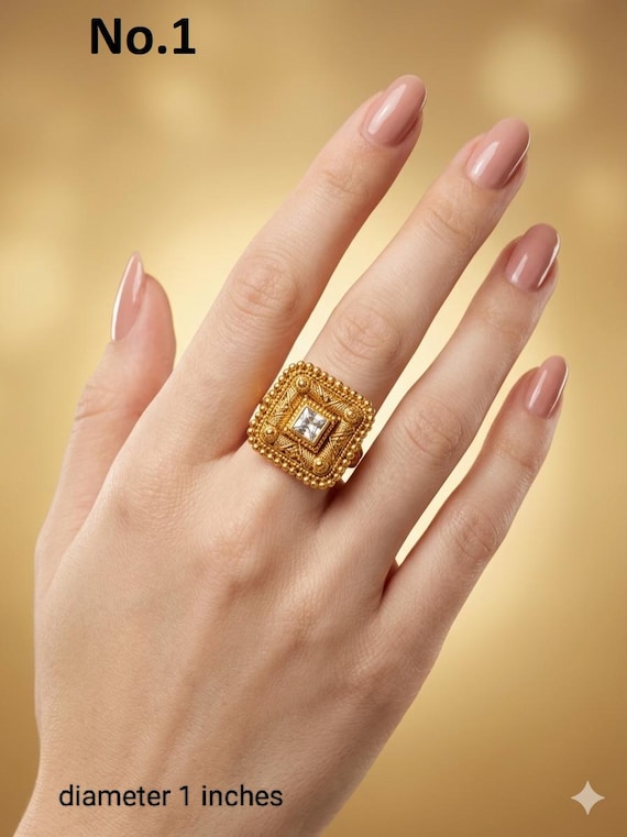 IndianJewelry ＊RINGのみ Adjustable Gold Plated Indian Ring, Bridal Hand Accessory - Etsy