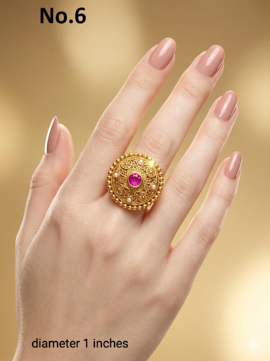 Adjustable Gold Plated Indian Ring, Bridal Hand Accessory - Etsy