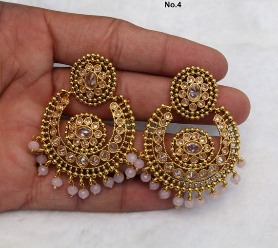 Latest traditional punjabi tika set with chandbali Earrings in golden  colour | Chandbali earrings, Gold jewelry outfits, Fancy jewellery