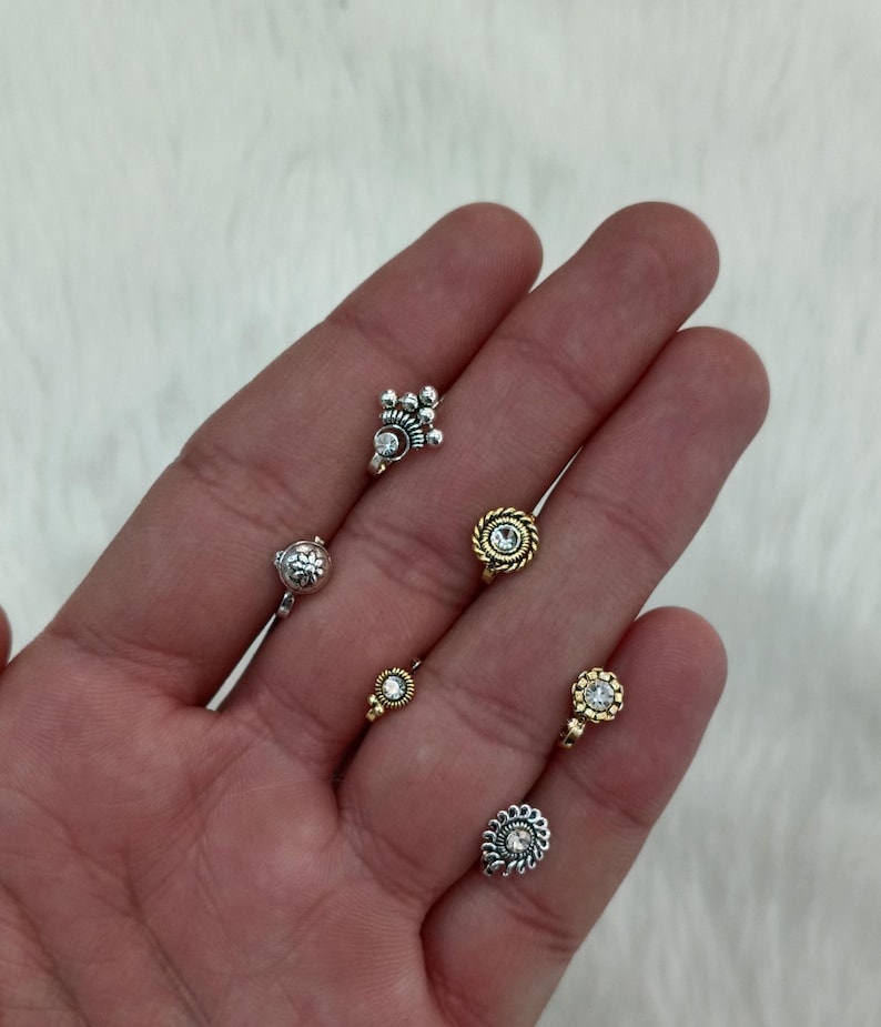 Clip On Nose Pin: Indian Wedding Nathini, Non Pierced image 2