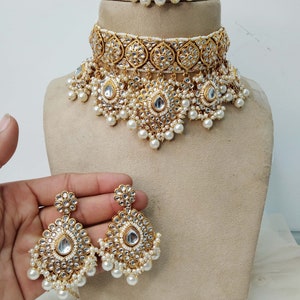 Indian Jewelry Jewellery , Kundan necklace Set Indian Wedding Bridal Ethnic Bridal indian Necklace set, tiska bridesmaids enameled set