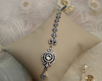 Tikka Tika Jewelry Indian Headpiece Jewelry/Silver CZ HeadPiece tikka Hair/American diamond Maang Tikka Jewellery/Wedding tikka