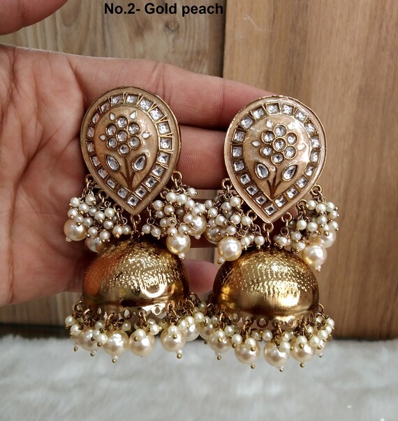 Peach jhumka discount