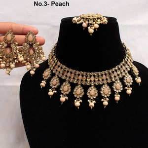 Bijoux indiens Bijoux/or foncé/Rubis/vert pastel/Ensemble de colliers de mariée Kundan/Ensemble de colliers de bijoux indiens Bollywood en or