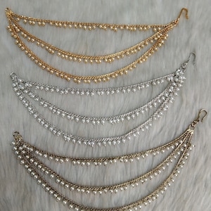 Sahare For Earrings/ Earrings Chain Bollywood Wedding Gold Earrings Chain Bridal Indian Jewelry Set Chains earrings, Ear to back ear Chain