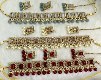 Choker Set gold Necklace Set/Bollywood Jewellery/Indian dark gold choker necklace set/Bridesmaid Jewellry/Women Necklace soha set