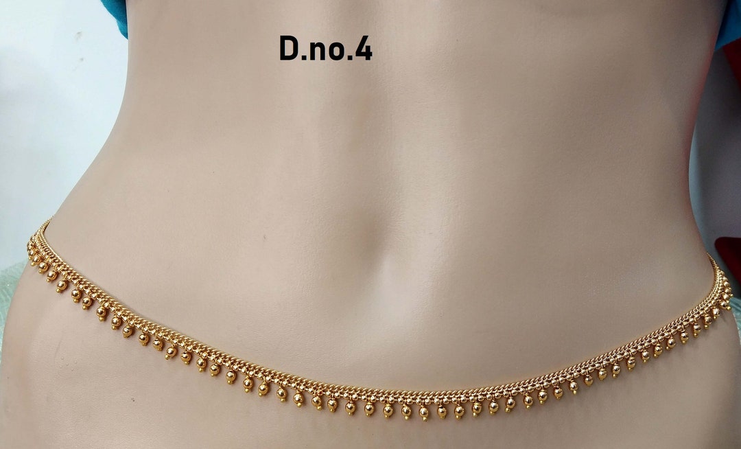 Gold Plated Belly Chain, Indian Kamarbandh Waist Belt (25-40