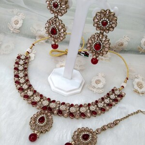 Bijoux indiens / Parure de collier en or foncé polonais Mehndi / Parure de bijoux indiens Bollywood / Parure de demoiselle d&#39;honneur / Pierres de champagne