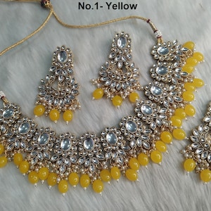 Indian Jewelry Jewellery , Kundan necklace Set Indian Wedding Semi Bridal Ethnic Bridal Necklace, bridesmaids set, Punjabi set