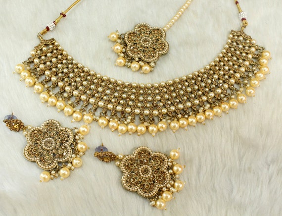 Set Di Gioielli Etnici Da Sposa Alla Moda Indiana Tradizionale Di - Foto 2