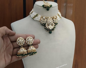 Gargantilla Kundan bañada en oro, joyería india Parul Ella Emillia