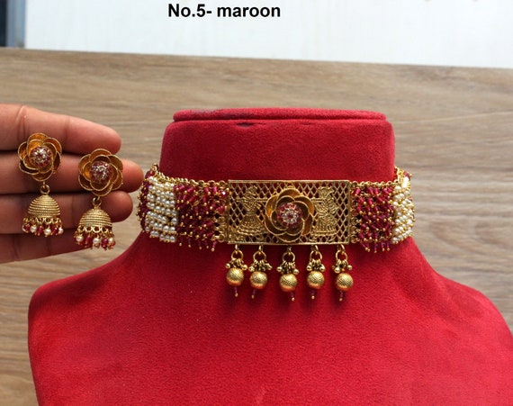 Rajasthani gold choker set deals