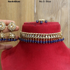 Bijoux indiens bijoux Kundan tour de cou ensemble collier ensemble/Bollywood rose, menthe, gris tour de cou collier ensemble de bijoux
