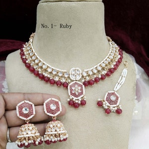 Indian jewelry jewellery kundan necklace set/Rose gold , mehroon, seagreen pink, pink bollywood wedding necklace set/bridal preserve jewelry