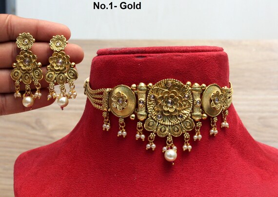 Indian Gold Jewelry Jewellery Choker 