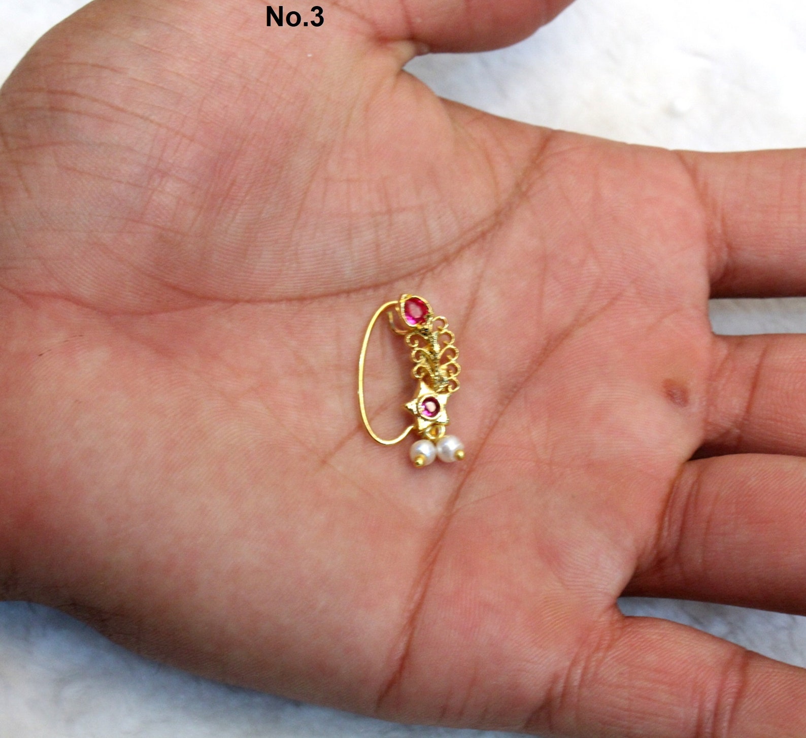 Indian Jewelry Nose Pin Clip on Clasp Wedding Nathini/non Etsy