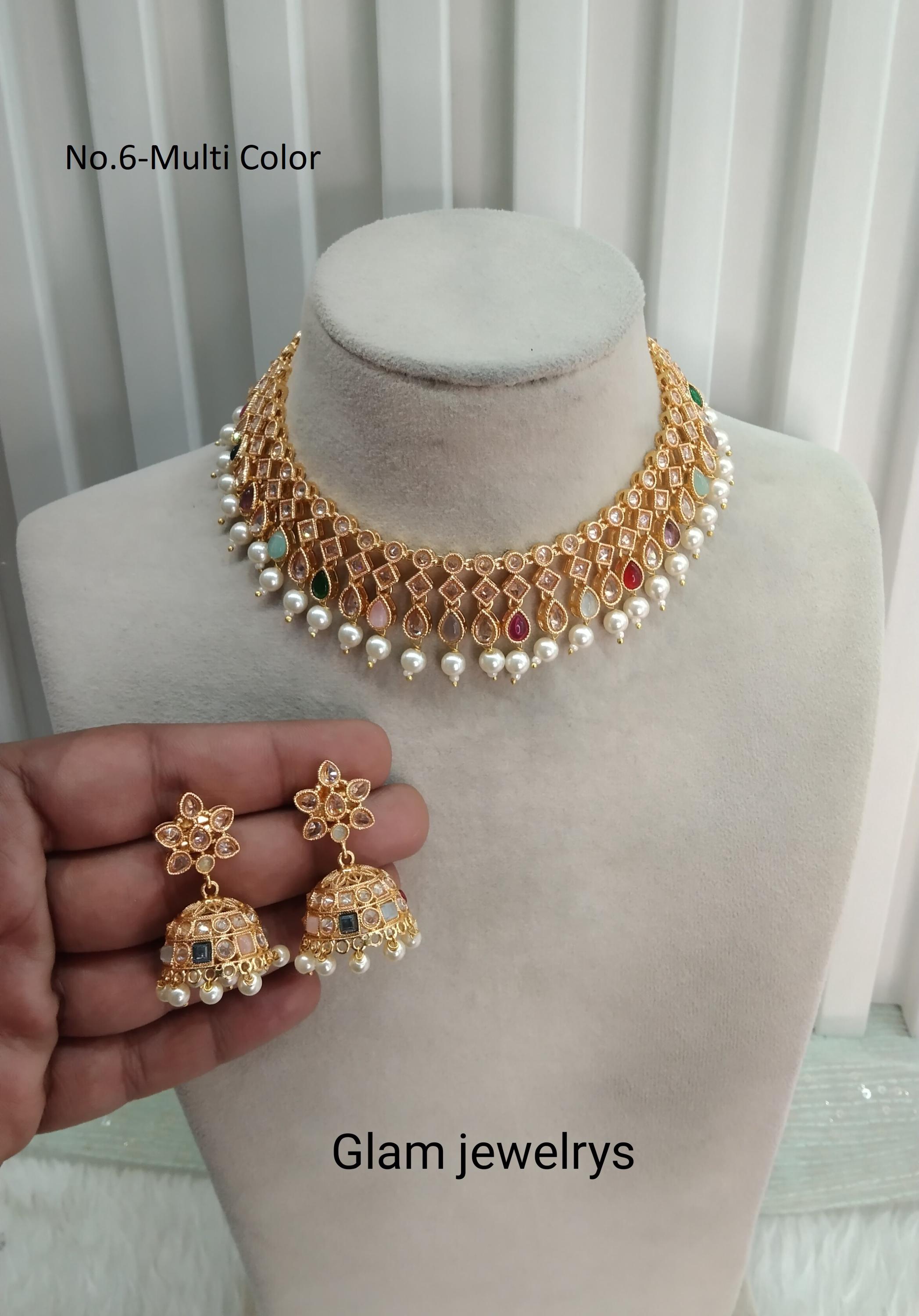 Indische Polki Schmuck Schmuck Halskette Set / Bollywood Stil vergoldet südindischen Braut Hanita Schmuck