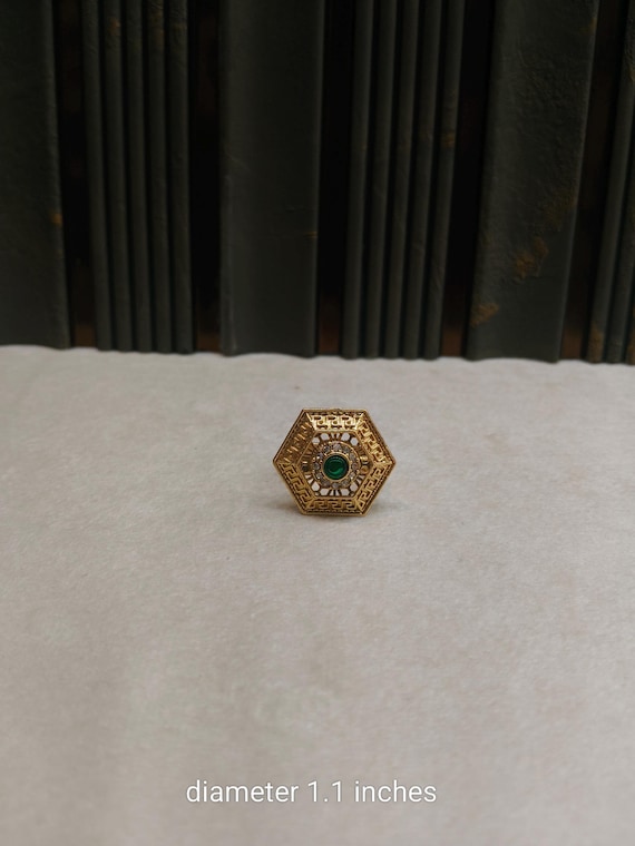 Adjustable Gold Plated Indian Ring, Big Round Bridal Jewelry - Etsy