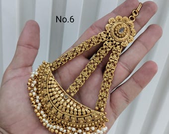 Gold Bridal Passa Jhumar, Indian Headpiece
