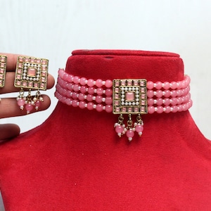 Indian Jewelry/Kundan Choker Set /Bollywood Choker Style Gold Necklace Set Wedding Bridal Ethnic Jewellery Set