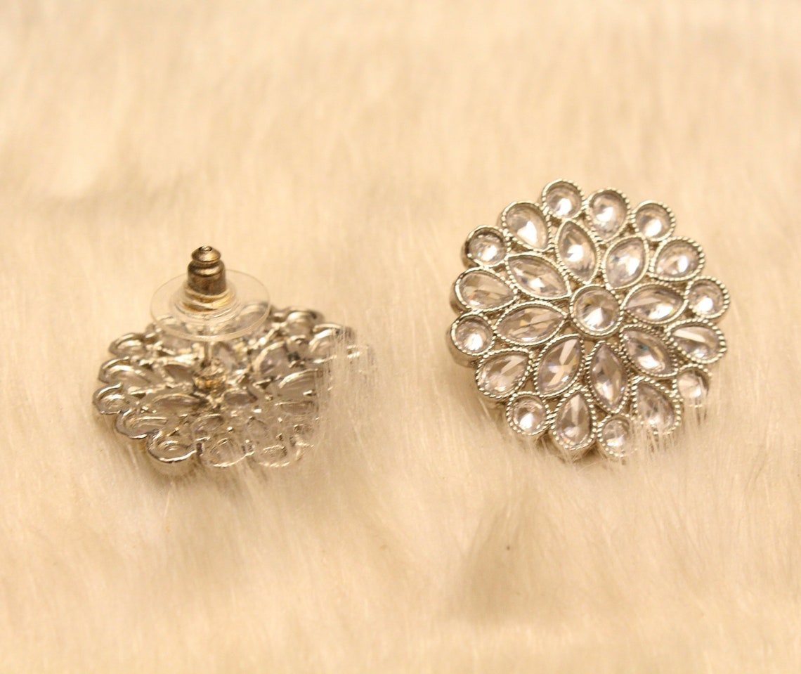 Stud Earrings Indian Jewelry/indian Stud Earrings/gold Silver Etsy