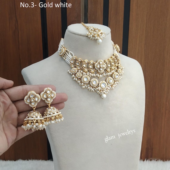 Kundan Bridal Necklace Set, Indian Jewelry, Ethnic Wedding