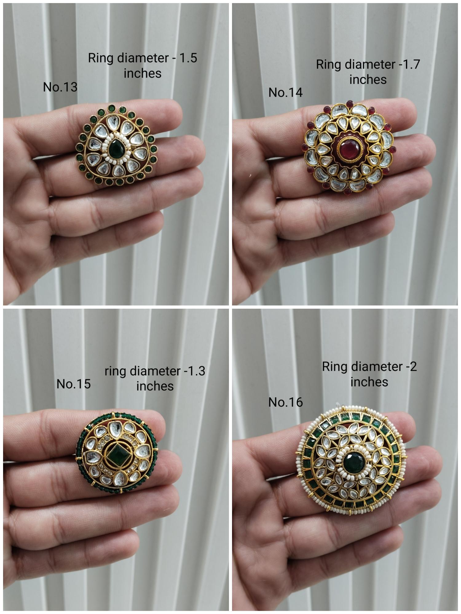Adjustable Gold Plated Indian Ring, Big Round Bridal Jewelry - Etsy