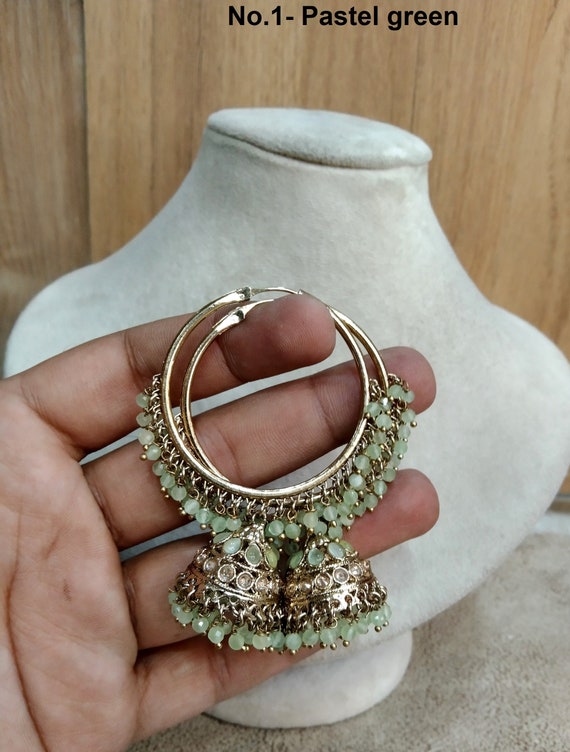 Retro Vrouwen Grote Sector Bloem Gesneden Indiase Jhumka Oorbellen Vintage Bell Kwastje Turkije Bungelende Oorbellen