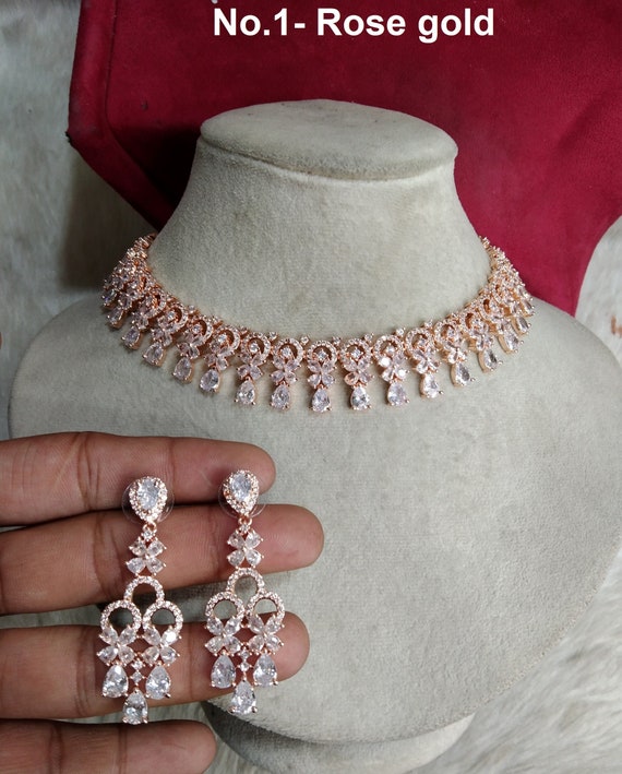 Pink cubic zirconia necklace-sets - SHREEVARAM - 4118214
