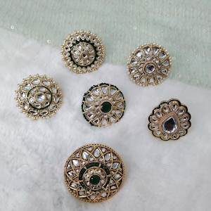 Adjustable Indian Ring Big Round /Gold Plated white kundan Green ring/Finger rings Big round bridal wedding ring hand accessory