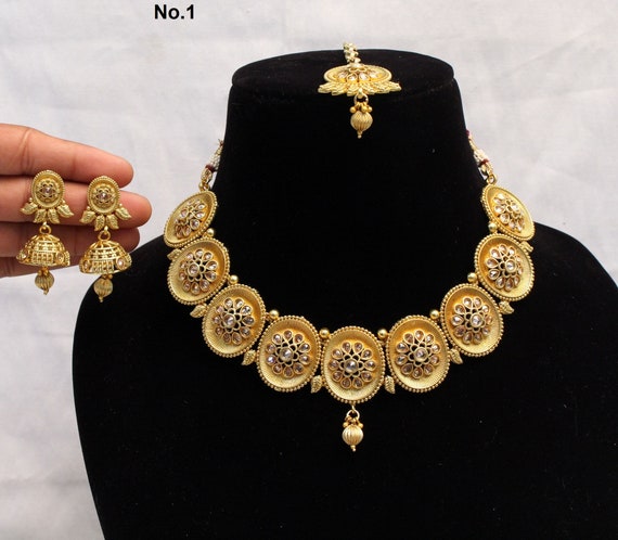 Conjunto de joyería polki indio bollywood estilo - Etsy España