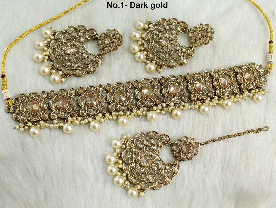 Bollywood Changeable Choker Necklace Bridal Pakistani Indian Pearl Jewelry  Sets | eBay