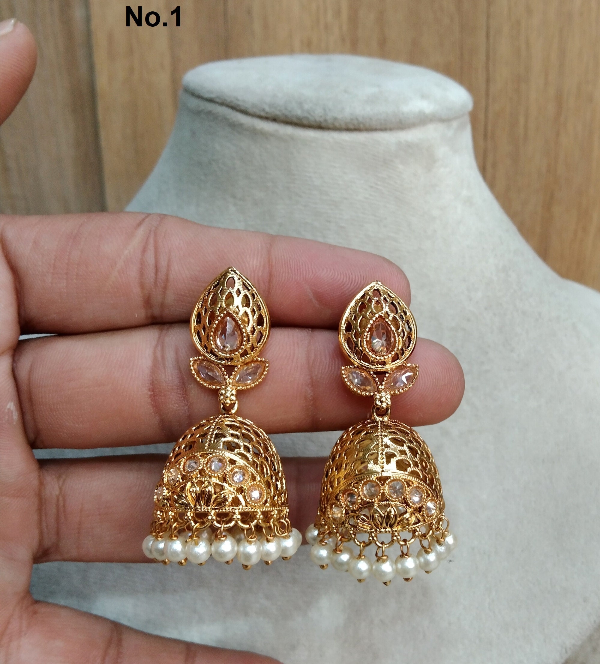 Gold Indian Jhumka Indian Earrings Jewelry/gold Bollywood - Etsy Canada