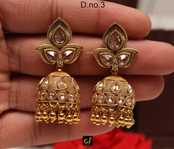 Earrings jhumka designs shop in gold for marriage