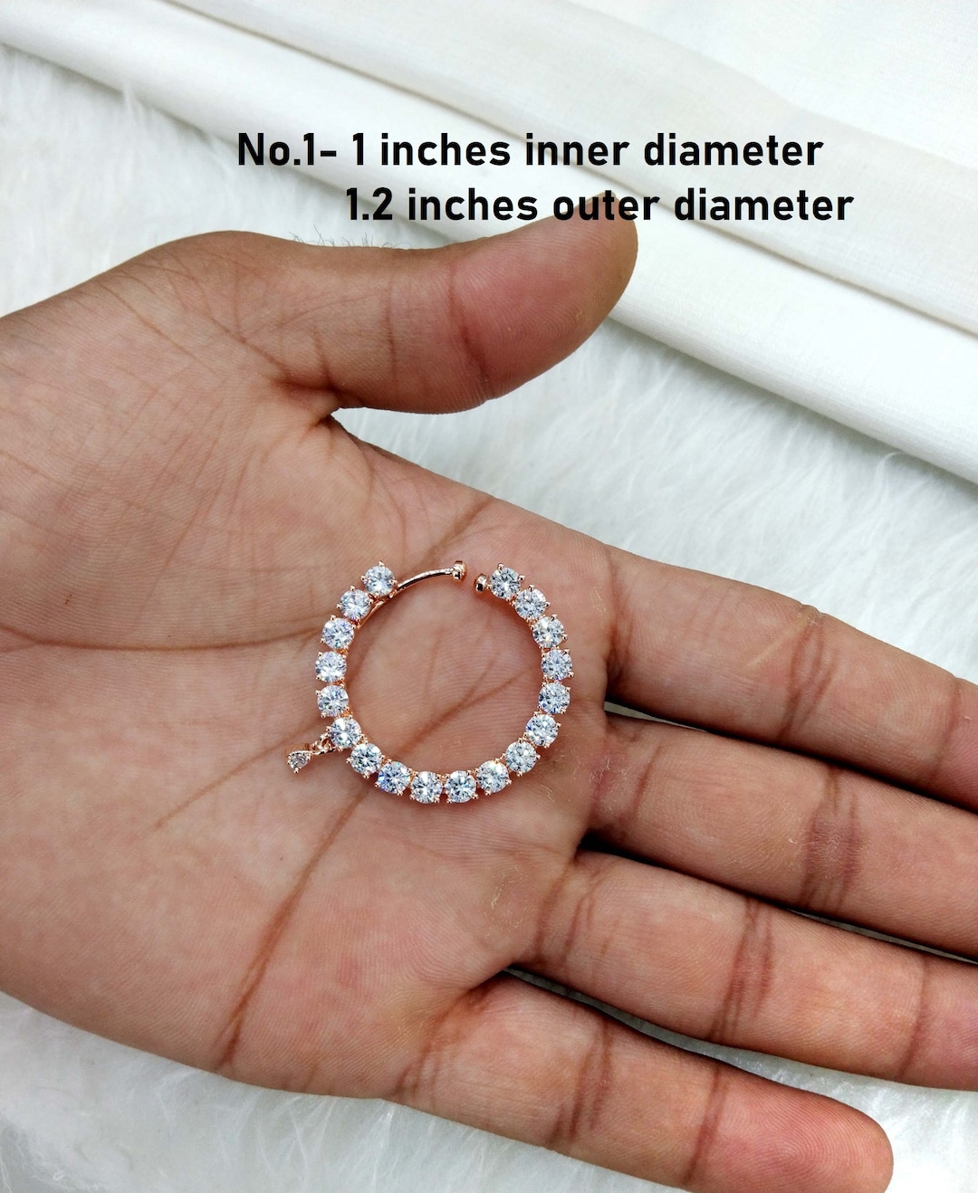 Indian Jewelry Nose Pin Clip on Clasp Pin Wedding Nathini/non Pierced Rose Gold Clip on Nose Pin