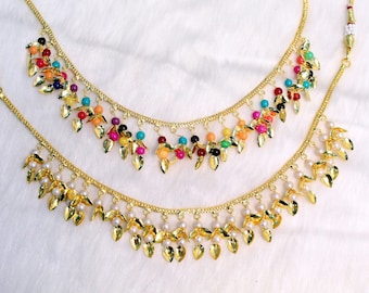 Gold Pippal Patti Necklace Set Indian Pakistani Jewelry