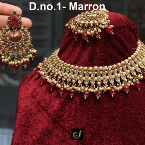 Bijoux indiens Bijoux Collier vert Tikka/Ensemble de colliers Bollywood Kundan en or antique/Ensemble collier ras du cou indien Longman