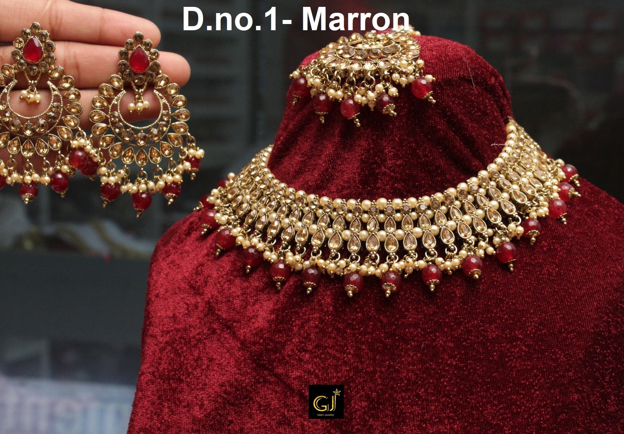 インドのジュエリー ジュエリー グリーンネックレス ティッカセット 